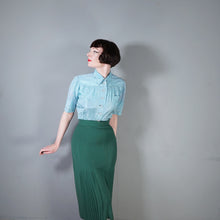 Load image into Gallery viewer, 40s MINT BLUE SILKY PUFF SLEEVE SHIRT / BLOUSE - M-L