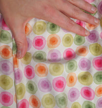 Load image into Gallery viewer, 50s PINK ORANGE GREEN WATERCOLOUR DOT PRINT SHIRT DRESS - S-M