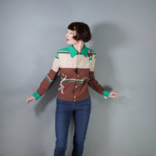 Load image into Gallery viewer, 60s 70s NOVELTY PRINT BROWN, BEIGE AND GREEN CRICKET SPORTS JACKET - M