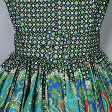 Load image into Gallery viewer, 50s VICTOR JOSSELYN BOLD GREEN PAISLEY PRINT FULL SKIRTED DRESS - S