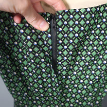 Load image into Gallery viewer, 50s VICTOR JOSSELYN BOLD GREEN PAISLEY PRINT FULL SKIRTED DRESS - S