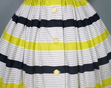 Load image into Gallery viewer, 50s CHARTREUSE AND BLACK STRIPE ST MICHAEL COTTON DAY DRESS - S