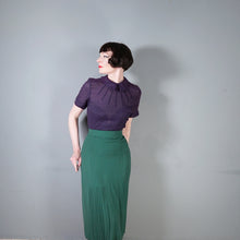 Load image into Gallery viewer, 50s AUBERGINE COLOURED SEMI SHEER SHORT SLEEVE BLOUSE TOP - M