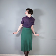 Load image into Gallery viewer, 50s AUBERGINE COLOURED SEMI SHEER SHORT SLEEVE BLOUSE TOP - M