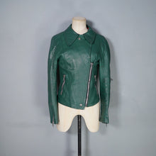 Load image into Gallery viewer, 70s / 80s "MOTO SPORT, PARIS" GREEN LEATHER BIKER JACKET - XS