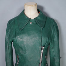 Load image into Gallery viewer, 70s / 80s "MOTO SPORT, PARIS" GREEN LEATHER BIKER JACKET - XS