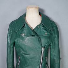 Load image into Gallery viewer, 70s / 80s "MOTO SPORT, PARIS" GREEN LEATHER BIKER JACKET - XS