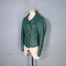 Load image into Gallery viewer, 70s / 80s "MOTO SPORT, PARIS" GREEN LEATHER BIKER JACKET - XS