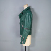 Load image into Gallery viewer, 70s / 80s "MOTO SPORT, PARIS" GREEN LEATHER BIKER JACKET - XS