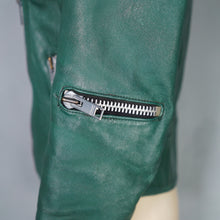 Load image into Gallery viewer, 70s / 80s "MOTO SPORT, PARIS" GREEN LEATHER BIKER JACKET - XS