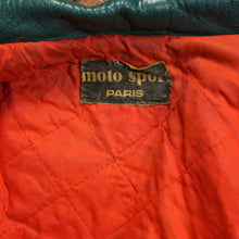Load image into Gallery viewer, 70s / 80s "MOTO SPORT, PARIS" GREEN LEATHER BIKER JACKET - XS