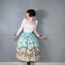 Load image into Gallery viewer, HANDMADE VINTAGE BRITISH VILLAGE RIDERS HUNT PRINT FULL SKIRT - 24-25&quot;