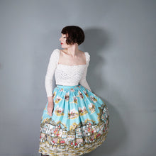Load image into Gallery viewer, HANDMADE VINTAGE BRITISH VILLAGE RIDERS HUNT PRINT FULL SKIRT - 24-25&quot;
