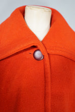 Load image into Gallery viewer, 80s BOLDEST ORANGE STRONG SHOULDERED WOOL SWING COAT - UK10