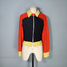 Load image into Gallery viewer, 70s COLOURBLOCK NAVY RED AND YELLOW ZIP TOP - S