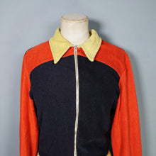 Load image into Gallery viewer, 70s COLOURBLOCK NAVY RED AND YELLOW ZIP TOP - S
