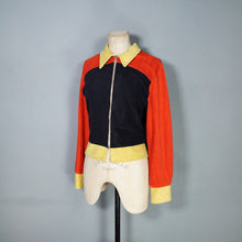 Load image into Gallery viewer, 70s COLOURBLOCK NAVY RED AND YELLOW ZIP TOP - S