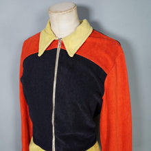 Load image into Gallery viewer, 70s COLOURBLOCK NAVY RED AND YELLOW ZIP TOP - S