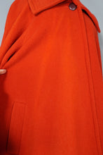 Load image into Gallery viewer, 80s BOLDEST ORANGE STRONG SHOULDERED WOOL SWING COAT - UK10