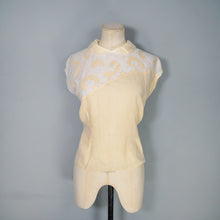 Load image into Gallery viewer, 40s SEMI-SHEER PALE YELLOW AND CREAM TWOTONE BLOUSE - L