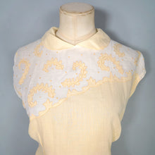 Load image into Gallery viewer, 40s SEMI-SHEER PALE YELLOW AND CREAM TWOTONE BLOUSE - L