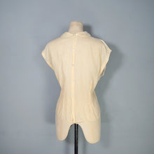 Load image into Gallery viewer, 40s SEMI-SHEER PALE YELLOW AND CREAM TWOTONE BLOUSE - L