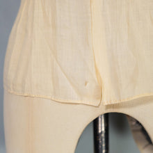 Load image into Gallery viewer, 40s SEMI-SHEER PALE YELLOW AND CREAM TWOTONE BLOUSE - L