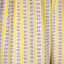 Load image into Gallery viewer, 50s HANDMADE FLORAL YELLOW STRIPE AND FLORAL BUTTON THROUGH DRESS - S