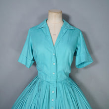 Load image into Gallery viewer, 50s 60s IVAN FREDERICS SEAFOAM GREEN FULL SKIRTED SHIRTWAIST DRESS - S