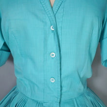 Load image into Gallery viewer, 50s 60s IVAN FREDERICS SEAFOAM GREEN FULL SKIRTED SHIRTWAIST DRESS - S