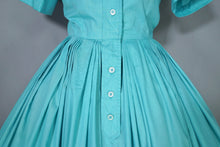 Load image into Gallery viewer, 50s 60s IVAN FREDERICS SEAFOAM GREEN FULL SKIRTED SHIRTWAIST DRESS - S