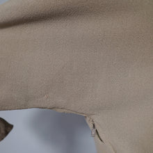 Load image into Gallery viewer, 40s 50s OLIVE COLOURED WOOL CREPE FULL SKIRTED DRESS WITH CINCH BELT - XS