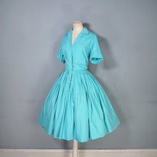 Load image into Gallery viewer, 50s 60s IVAN FREDERICS SEAFOAM GREEN FULL SKIRTED SHIRTWAIST DRESS - S
