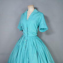 Load image into Gallery viewer, 50s 60s IVAN FREDERICS SEAFOAM GREEN FULL SKIRTED SHIRTWAIST DRESS - S