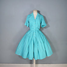 Load image into Gallery viewer, 50s 60s IVAN FREDERICS SEAFOAM GREEN FULL SKIRTED SHIRTWAIST DRESS - S
