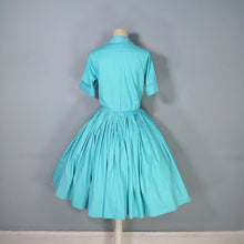 Load image into Gallery viewer, 50s 60s IVAN FREDERICS SEAFOAM GREEN FULL SKIRTED SHIRTWAIST DRESS - S