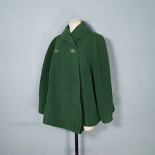 Load image into Gallery viewer, 50s 60s GREEN SWING MINI COAT JACKET WITH BUILT IN HAND MUFF - M
