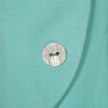 Load image into Gallery viewer, 60s LILLI ANN PASTEL MINT GREEN WOOL CREPE ASYMMETRIC JACKET WITH FUR CUFFS - S