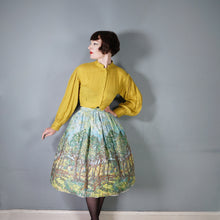 Load image into Gallery viewer, HANDMADE 50s GREEN TREE / WOODLEAND BORDER PRINT NOVELTY SKIRT - 29&quot;