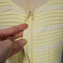 Load image into Gallery viewer, 50s YELLOW COTTON PIN TUCK FULL SKIRTED DRESS WITH LACE TRIMS - XS-S
