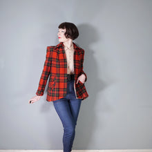 Load image into Gallery viewer, 40s RED TARTAN CC41 UTILITY LABEL WOOL SWING JACKET / COAT - S
