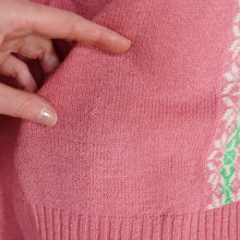 Load image into Gallery viewer, 50s / 60s BERMAN&#39;S FINEST SHETLAND WOOL PINK FAIRISLE CARDIGAN - M