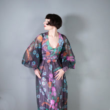 Load image into Gallery viewer, 70s PSYCHEDELIC FLORAL AND MUSHROOM PRINT MAXI DRESS WITH HUGE BALLOON SLEEVES - S