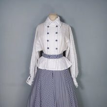 Load image into Gallery viewer, 70s JEAN VARON BLUE CHECKERED COTTON MAXI DRESS WITH BALLOON SLEEVE - S
