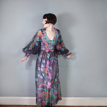 Load image into Gallery viewer, 70s PSYCHEDELIC FLORAL AND MUSHROOM PRINT MAXI DRESS WITH HUGE BALLOON SLEEVES - S