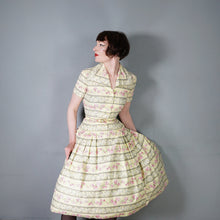 Load image into Gallery viewer, 50s SAMBO FASHIONS YELLOW AND PINK FLORAL COTTON SHIRTWAIST DRESS - XS