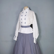 Load image into Gallery viewer, 70s JEAN VARON BLUE CHECKERED COTTON MAXI DRESS WITH BALLOON SLEEVE - S