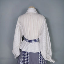 Load image into Gallery viewer, 70s JEAN VARON BLUE CHECKERED COTTON MAXI DRESS WITH BALLOON SLEEVE - S