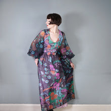 Load image into Gallery viewer, 70s PSYCHEDELIC FLORAL AND MUSHROOM PRINT MAXI DRESS WITH HUGE BALLOON SLEEVES - S