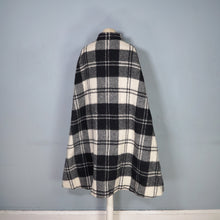 Load image into Gallery viewer, 70s JIMMY HOURIHAN "BORU" BLACK &amp; WHITE LONG WOOL PLAID CAPE COAT WITH BELT